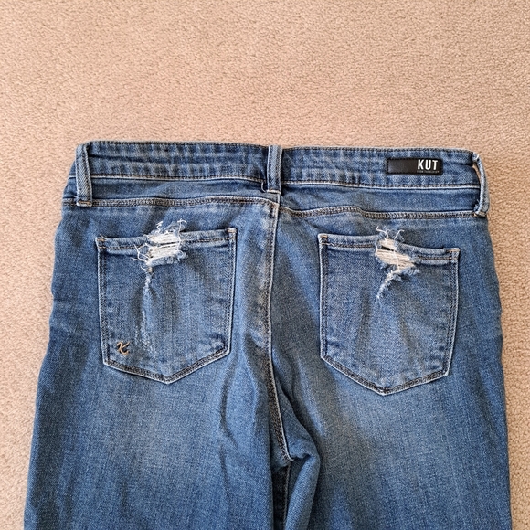 Kut From the Kloth Jeans Womens 8 Blue Distressed Reese Ankle Straight Leg - Picture 11 of 14